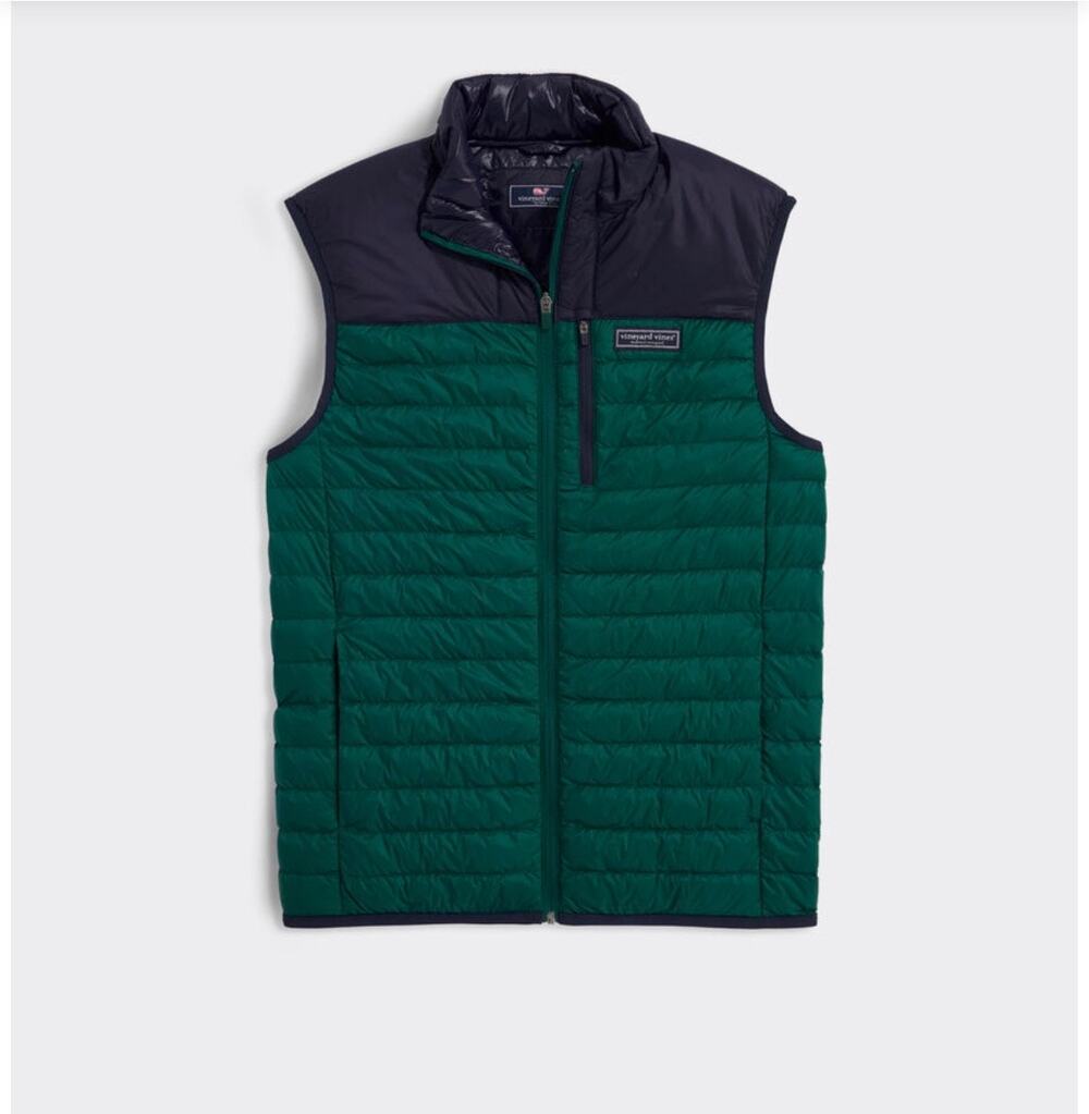 Vineyard Vines Men’s Green Navy Quilted Puffer Vest Full Zip XL
